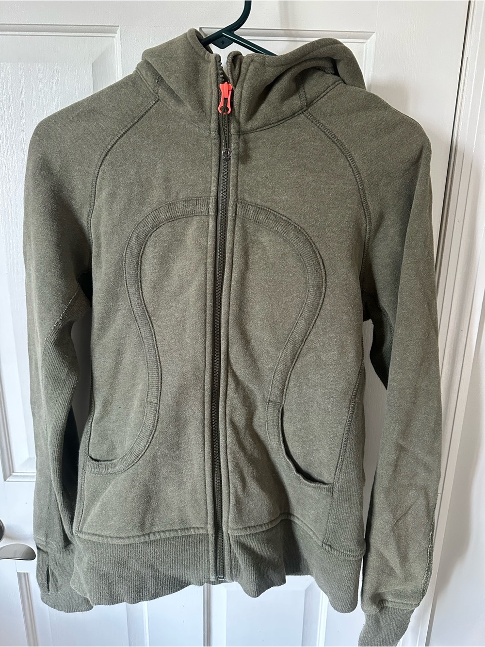 lululemon athletica Olive Zip Hoodie with orange Pull